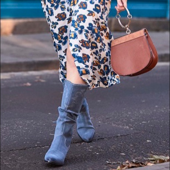 Arizonatel Blue Suede Slouch Western Boots Size 6 - Picture 3 of 9
